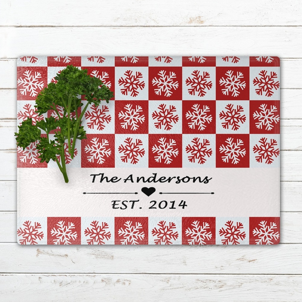 Personalized Holiday Glass Cutting Boards